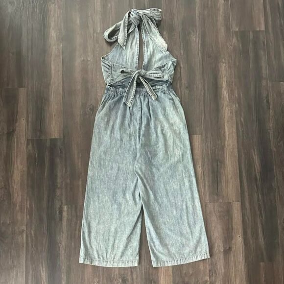 Free People C'est La Vie Convertible One Piece Jumpsuit Blue Pants Romper Medium - Picture 6 of 12